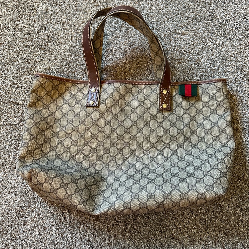 Gucci Beige and Brown Monogram Tote